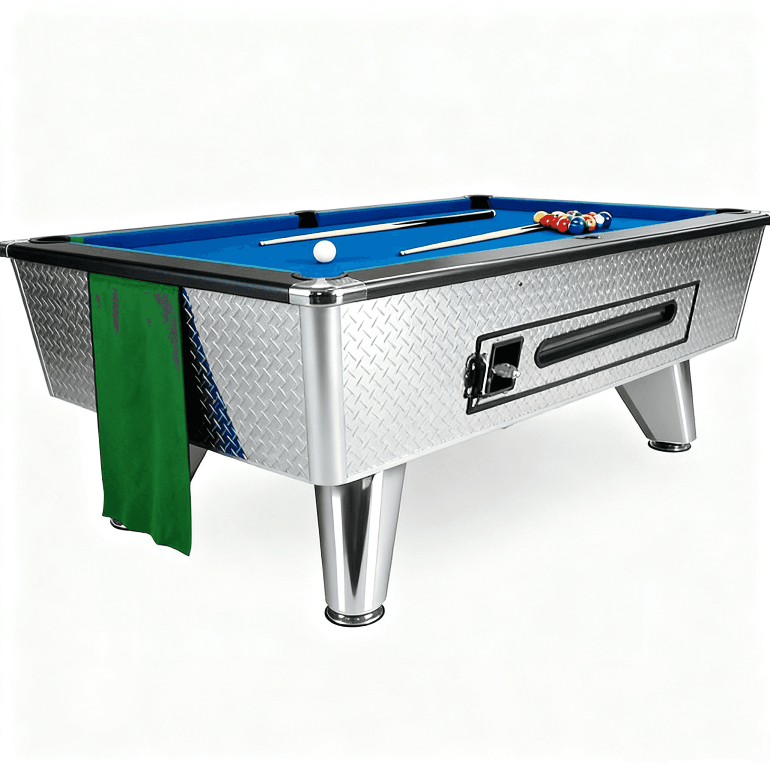 1Commercial Coin-Operated Slate Pool Table 7ft8ft