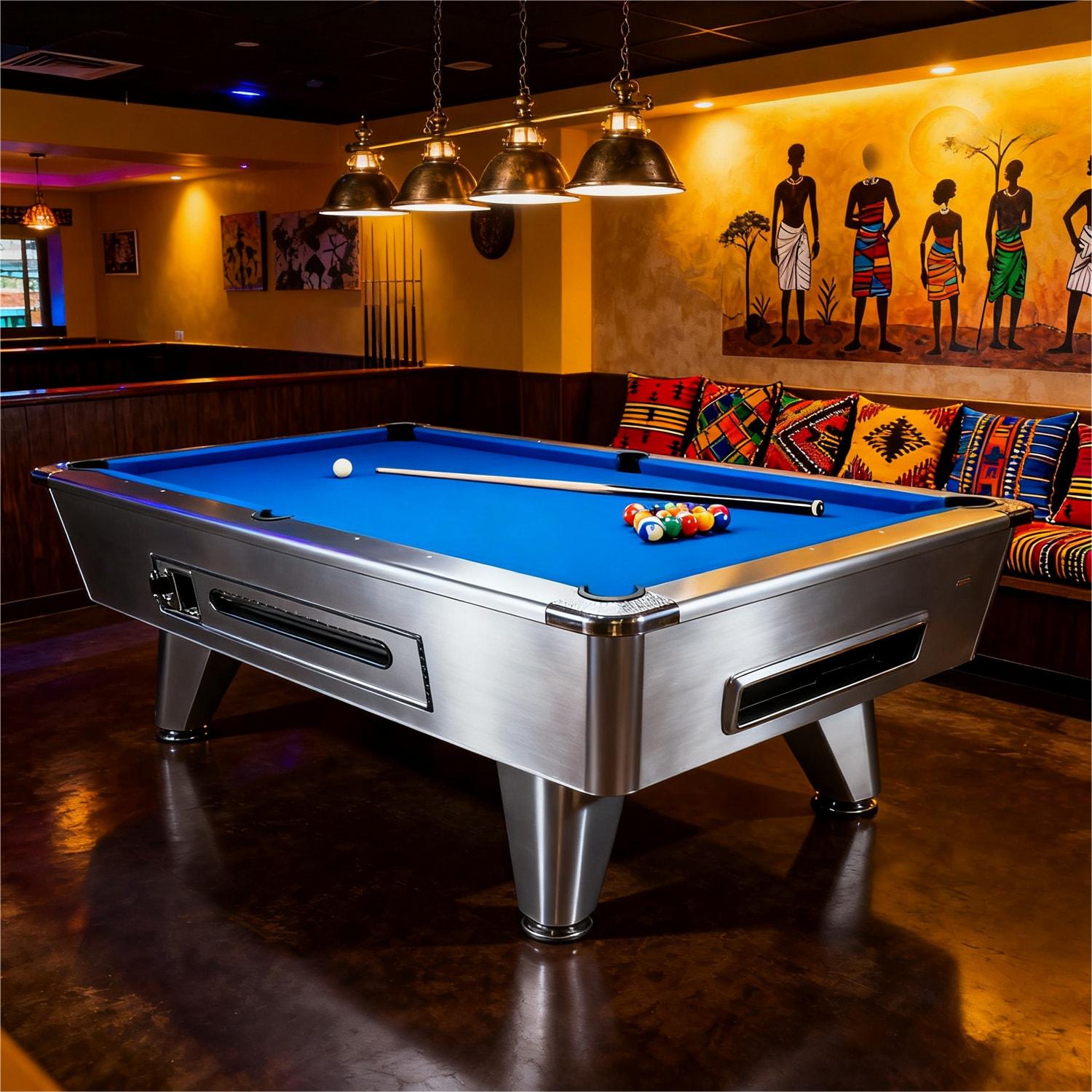 2Commercial Coin-Operated Slate Pool Table 7ft8ft