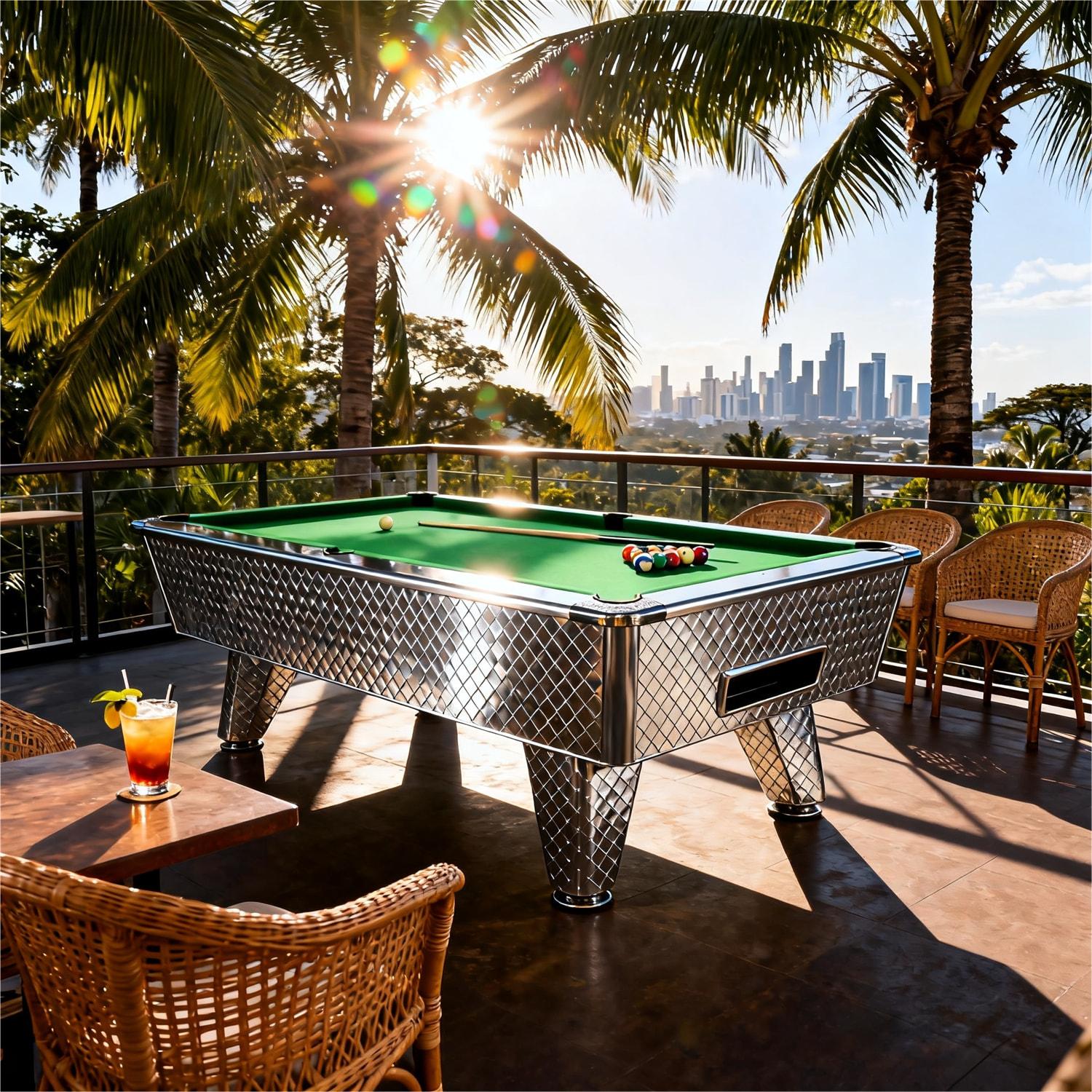 3Commercial Coin-Operated Slate Pool Table 7ft8ft